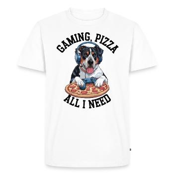 Funny Dog Gaming Pizza Gamer Gamer Gaming - Men's Premium Organic T-Shirt - white - Front - Nico (187cm)