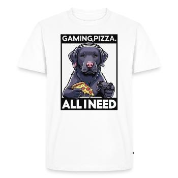 Funny Dog Gaming Pizza Gamer Gamer Gaming - Men's Premium Organic T-Shirt - white - Front - Nico (187cm)