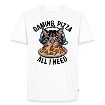 Drôles de chats Jeux Pizza Gamer Gamer Jeux - T-shirt Premium bio Homme - blanc - Devant - Nico (187cm)