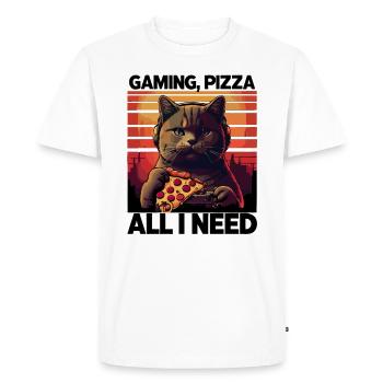 Drôles de chats Jeux Pizza Gamer Gamer Jeux - T-shirt Premium bio Homme - blanc - Devant - Nico (187cm)