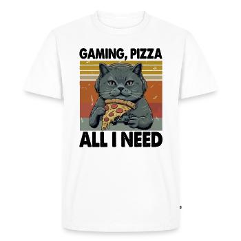 Drôles de chats Jeux Pizza Gamer Gamer Jeux - T-shirt Premium bio Homme - blanc - Devant - Nico (187cm)