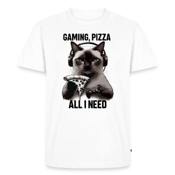 Drôles de chats Jeux Pizza Gamer Gamer Jeux - T-shirt Premium bio Homme - blanc - Devant - Nico (187cm)