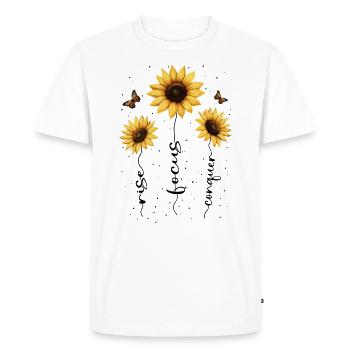 Fleurs d’été Fleur Inspiration Dicton de motivation - T-shirt Premium bio Homme - blanc - Devant - Nico (187cm)