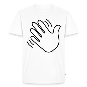 Emoji main agitant croquis noir - T-shirt Premium bio Homme - blanc - Devant - Nico (187cm)