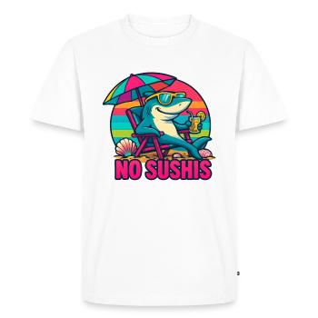 Requin à la Plage en Mode Cool No Soucis - T-shirt Premium bio Homme - blanc - Devant - Nico (187cm)