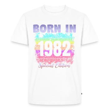 Né en 1982 - T-shirt Premium bio Homme - blanc - Devant - Nico (187cm)
