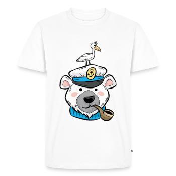 Ours polaire ours ours Pipe Möve Capitaine Bande dessinée - T-shirt Premium bio Homme - blanc - Devant - Nico (187cm)