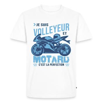 motard parfait volleyeur parfait - T-shirt Premium bio Homme - blanc - Devant - Nico (187cm)