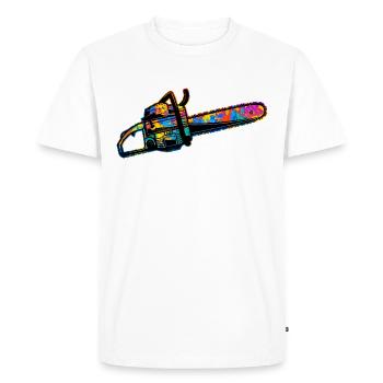 Forester Lumberjack Forest Worker Chainsaw - Men's Premium Organic T-Shirt - white - Front - Nico (187cm)