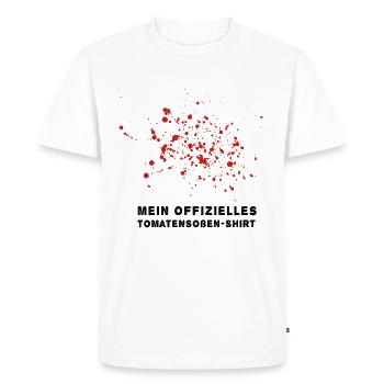 Teinture de sauce tomate Dicton drôle - T-shirt Premium bio Homme - blanc - Devant - Nico (187cm)