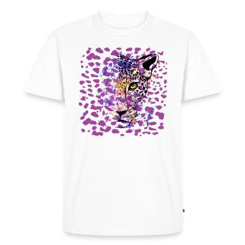 Imprimé coloré Leopard Big Cat Animal - T-shirt Premium bio Homme - blanc - Devant - Nico (187cm)