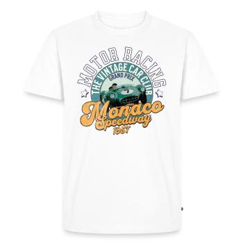 Monaco speedway vintage car club - T-shirt Premium bio Homme - blanc - Devant - Nico (187cm)