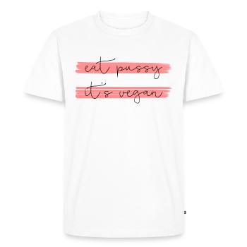 EAT PUSSY IT'S VEGAN - T-shirt Premium bio Homme - blanc - Devant - Nico (187cm)