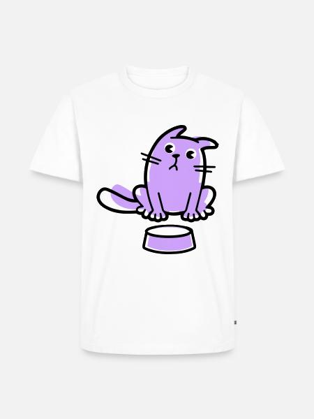 Lila Katze - Männer Premium Bio T-Shirt - Weiß