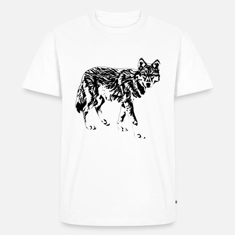 Wolf - Männer Premium Bio T-Shirt - Weiß