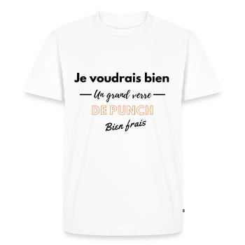 Je voudrais bien un verre de punch - T-shirt Premium bio Homme - blanc - Devant - Nico (187cm)
