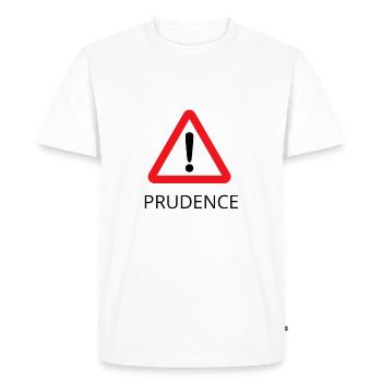 Prudence (panneau attention) - T-shirt Premium bio Homme - blanc - Devant - Nico (187cm)