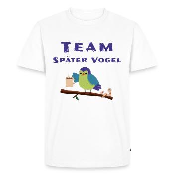 Late Bird Morning Grouch Sleep Shirt - Men's Premium Organic T-Shirt - white - Front - Nico (187cm)