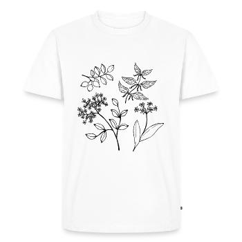 Forêt Vert Herbes sauvages Plantes forestières Plantes sauvages - T-shirt Premium bio Homme - blanc - Devant - Nico (187cm)