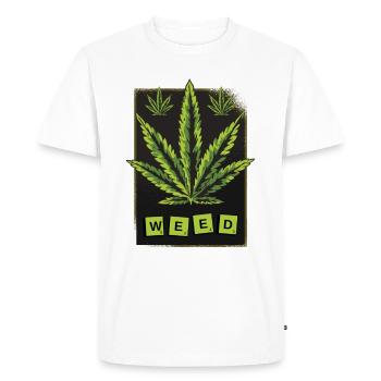 Feuille de cannabis de mauvaises herbes - T-shirt Premium bio Homme - blanc - Devant - Nico (187cm)