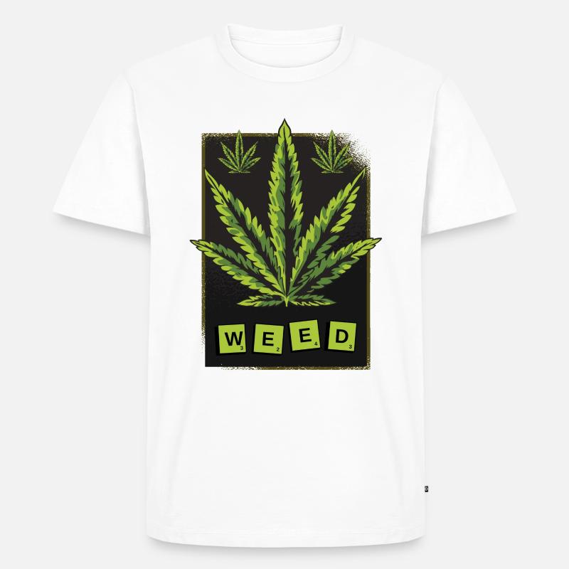 Weed Cannabisblatt - Männer Premium Bio T-Shirt - Weiß