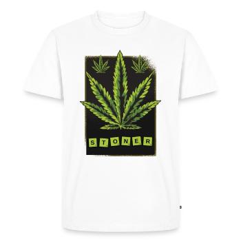 Feuille de cannabis Stoner - T-shirt Premium bio Homme - blanc - Devant - Nico (187cm)