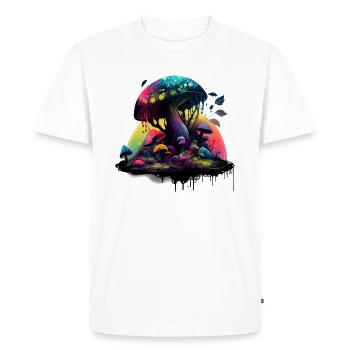 Trippy Magic Mushroom Artwork with Watercolors - Men's Premium Organic T-Shirt - white - Front - Nico (187cm)