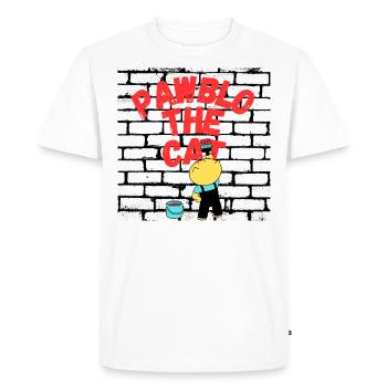 PAWBLO LE CHAT - T-shirt Premium bio Homme - blanc - Devant - Nico (187cm)