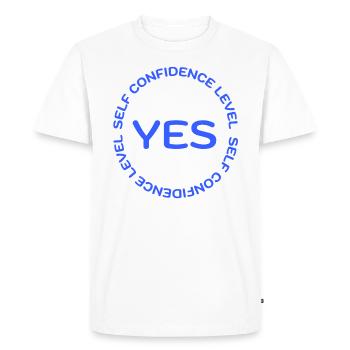SELF CONFIDENCE LEVEL YES blue - Men's Premium Organic T-Shirt - white - Front - Nico (187cm)