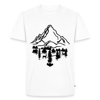 Mountains, forest and deer - Men's Premium Organic T-Shirt - white - Front - Nico (187cm)