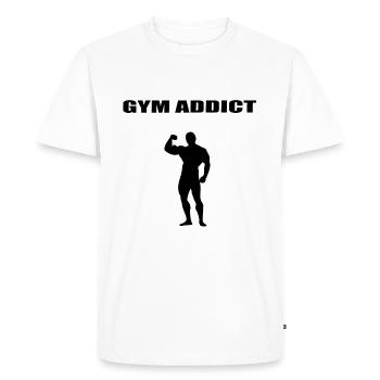 Gym Addict Bodybuilding Man Edition noir - T-shirt Premium bio Homme - blanc - Devant - Nico (187cm)