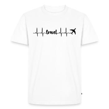 Battement de coeur ECG Voyage, avion (battement de coeur) - T-shirt Premium bio Homme - blanc - Devant - Nico (187cm)