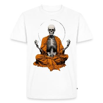 Skeleton Monk - Men's Premium Organic T-Shirt - white - Front - Nico (187cm)