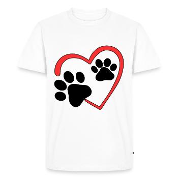 paws in heart. - Men's Premium Organic T-Shirt - white - Front - Nico (187cm)