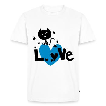 Un amour de chat ! aimer les chats - T-shirt Premium bio Homme - blanc - Devant - Nico (187cm)
