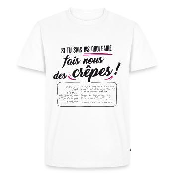 Recette des crêpes ! humour cuisine - T-shirt Premium bio Homme - blanc - Devant - Nico (187cm)