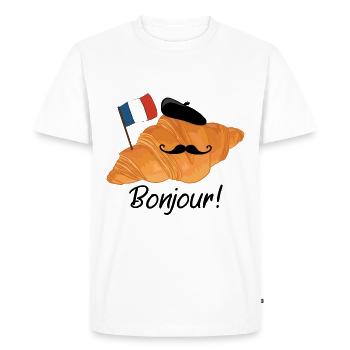 Bonjour Croissant - Drôle Français Nourriture - T-shirt Premium bio Homme - blanc - Devant - Nico (187cm)