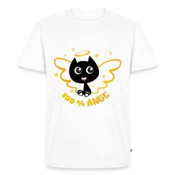 100 % ange ! chat humour, chat drôle - T-shirt Premium bio Homme - blanc - Devant - Nico (187cm)