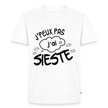 Je peux pas j'ai sieste ! humour - T-shirt Premium bio Homme - blanc - Devant - Nico (187cm)