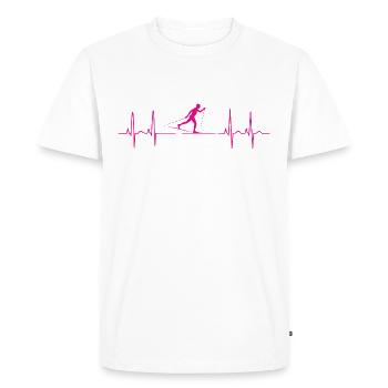 Battements de cœur pour le ski de fond - T-shirt Premium bio Homme - blanc - Devant - Nico (187cm)