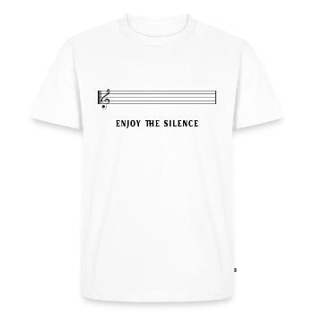 Écoute le silence - T-shirt Premium bio Homme - blanc - Devant - Nico (187cm)