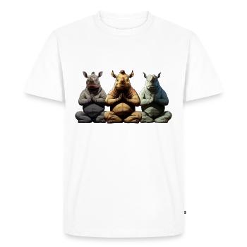 Yoga Rhinocéros - T-shirt Premium bio Homme - blanc - Devant - Nico (187cm)