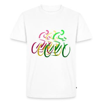 Bike Race rouge jaune vert - T-shirt Premium bio Homme - blanc - Devant - Nico (187cm)