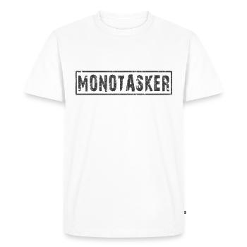 Monotasker Multitasker - Men's Premium Organic T-Shirt - white - Front - Nico (187cm)