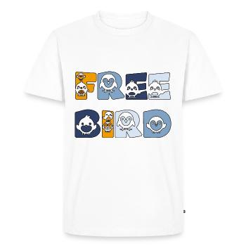 Free Bird - frei wie ein Vogel - T-shirt Premium bio Homme - blanc - Devant - Nico (187cm)