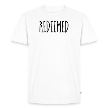 Racheté - Citations chrétiennes - T-shirt Premium bio Homme - blanc - Devant - Nico (187cm)