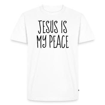 Jésus est ma paix - Citations chrétiennes - T-shirt Premium bio Homme - blanc - Devant - Nico (187cm)