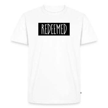 Racheté - Citations chrétiennes - T-shirt Premium bio Homme - blanc - Devant - Nico (187cm)