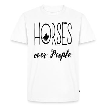 T-Shirt Énonciations de chevaux Chevaux sur les gens - T-shirt Premium bio Homme - blanc - Devant - Nico (187cm)