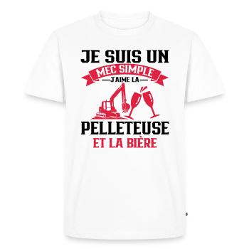 Un Mec Simple J'aime La Pelleteuse Et La Bière - T-shirt Premium bio Homme - blanc - Devant - Nico (187cm)